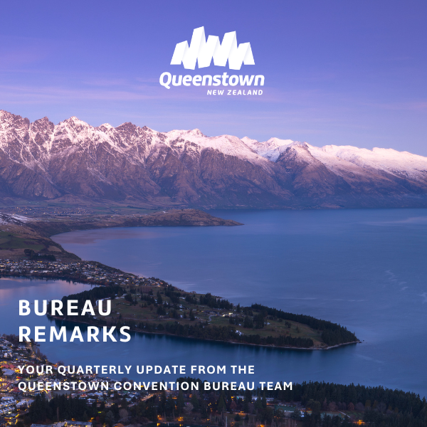 Aereal view of Queenstown in winter. Snowcapped mountains and Lake Whakatipu