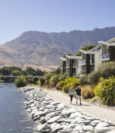 Looking at the Hilton Lodge & Spa with the Remarkables behind