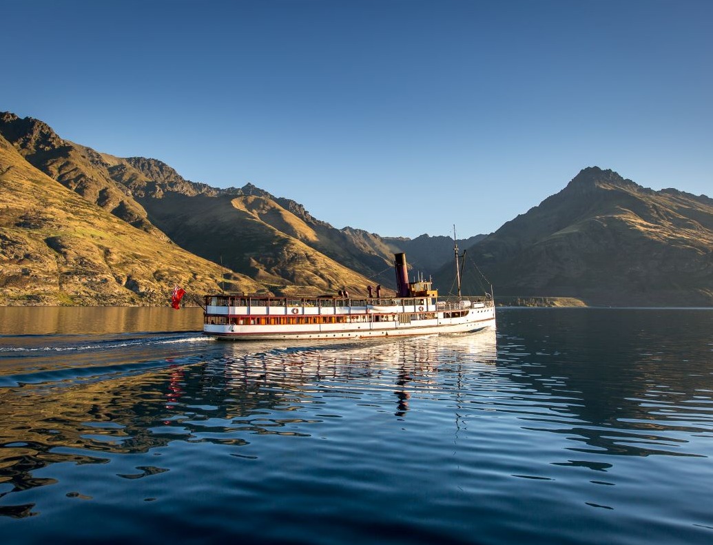 RealNZ's TSS Earnslaw cruising on Lake Whakatipu.