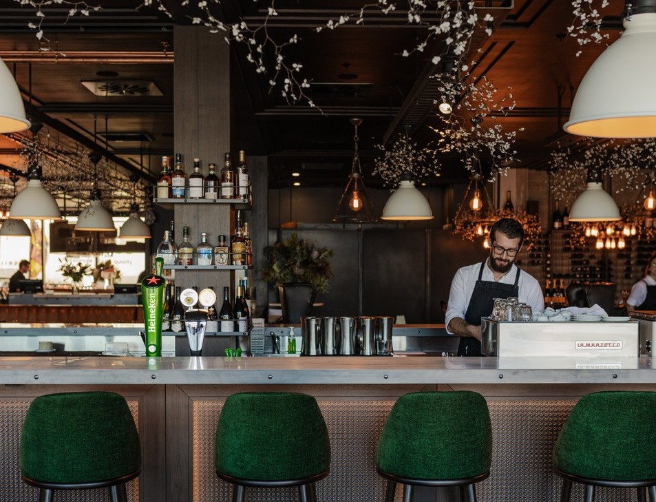 The Grille bar with bartender 