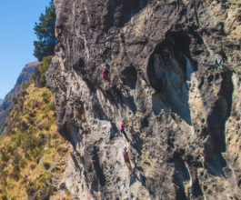 A group of climbers at the Gorge Road Climbing area
