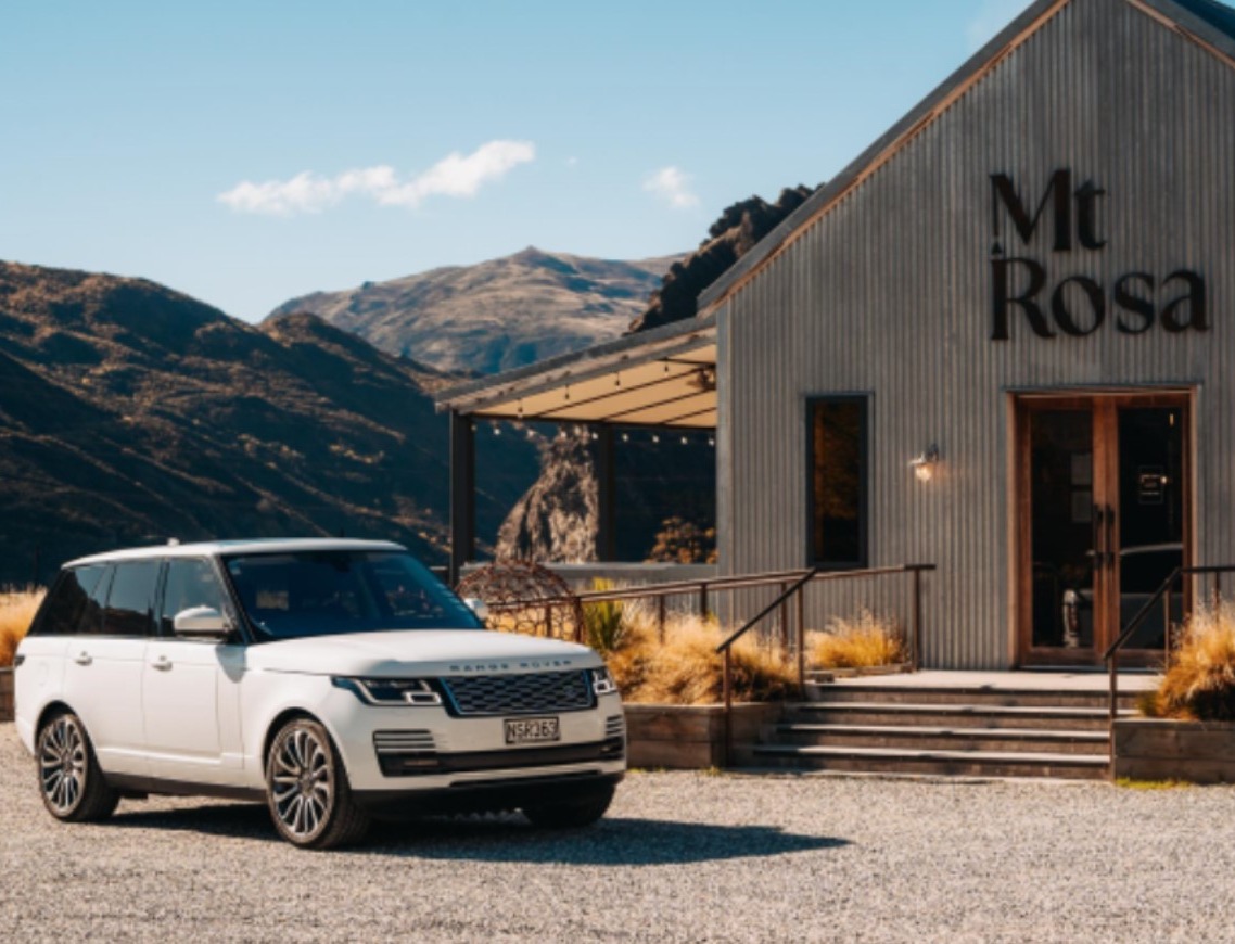 Range Rover stationed outside Mt Rosa winery.