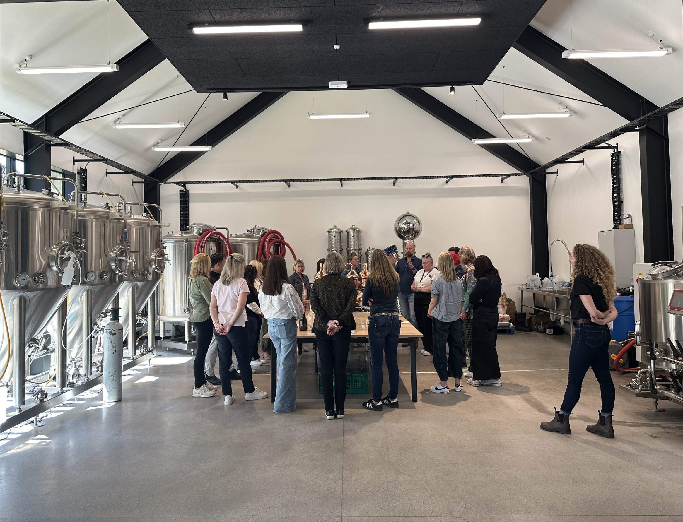 Group doing a brewery tour at The Cargo Brew Hall.
